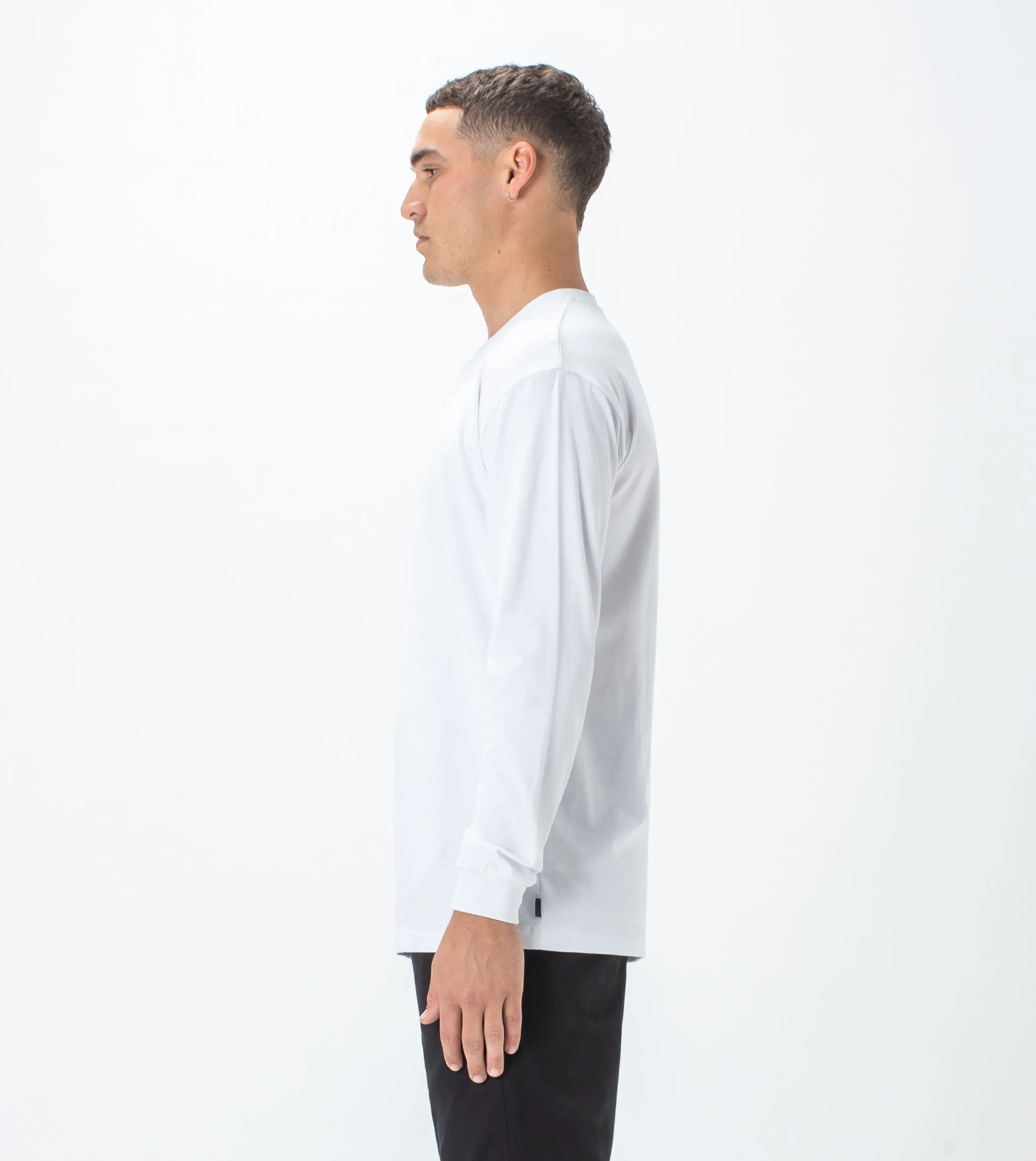 Henley LS Tee White