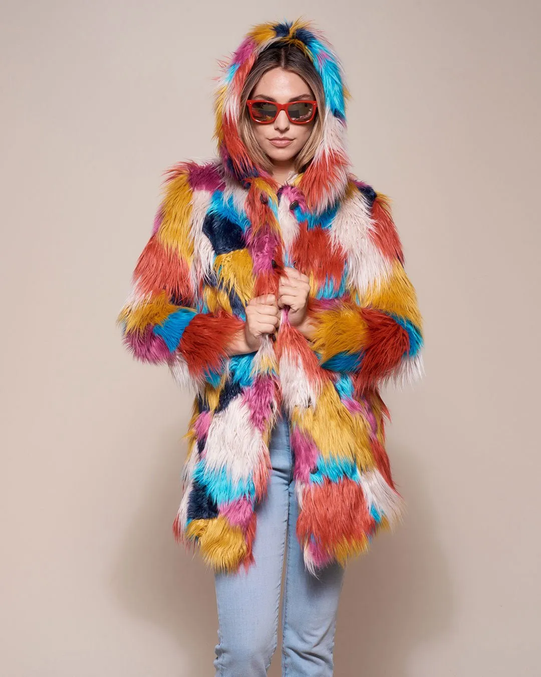 Hooded Women's Faux Fur Coat | Butterfly