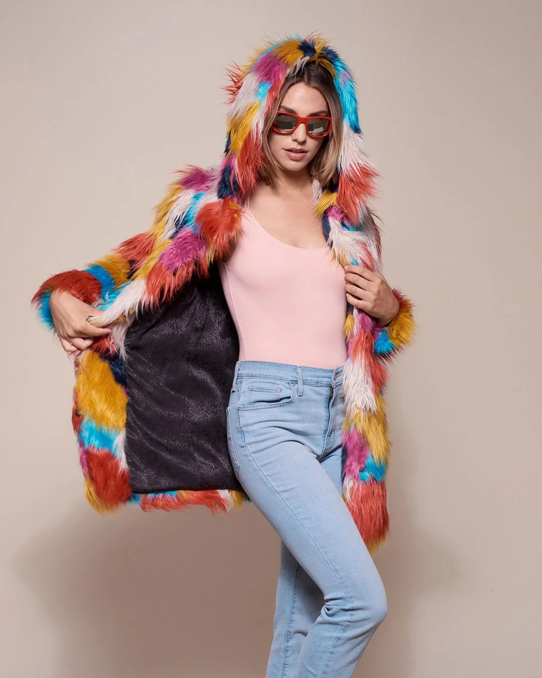 Hooded Women's Faux Fur Coat | Butterfly