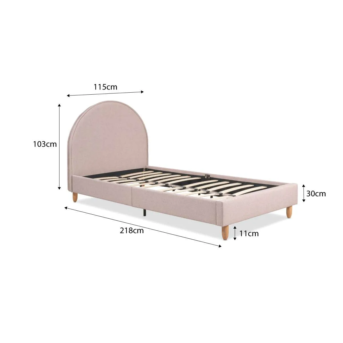 Imogen King Single Bed - Dusty Pink