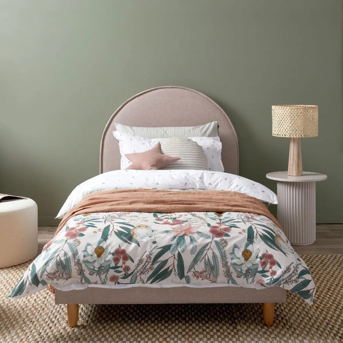 Imogen King Single Bed - Dusty Pink