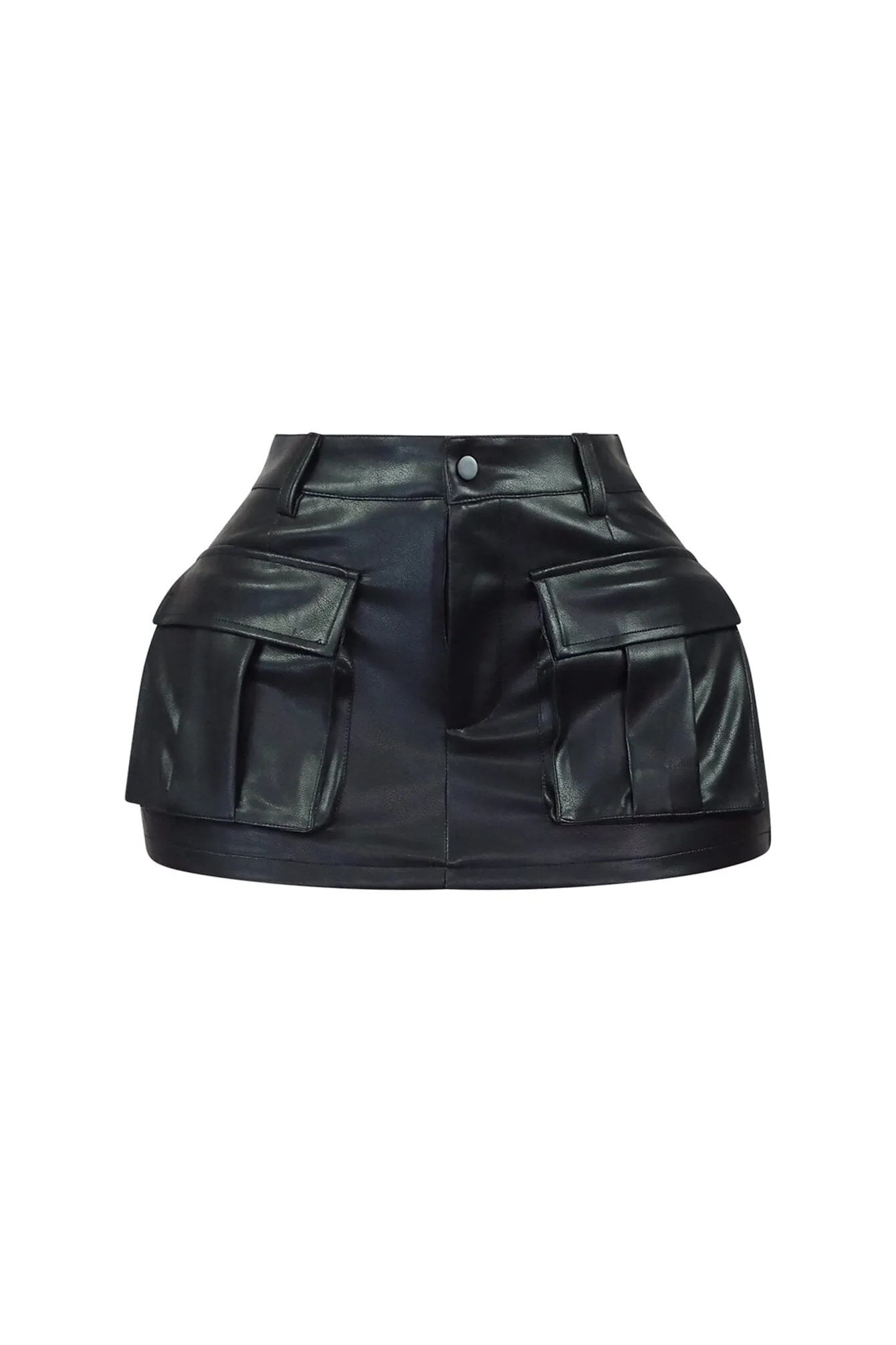 Into The Day Faux Leather Cargo Skort