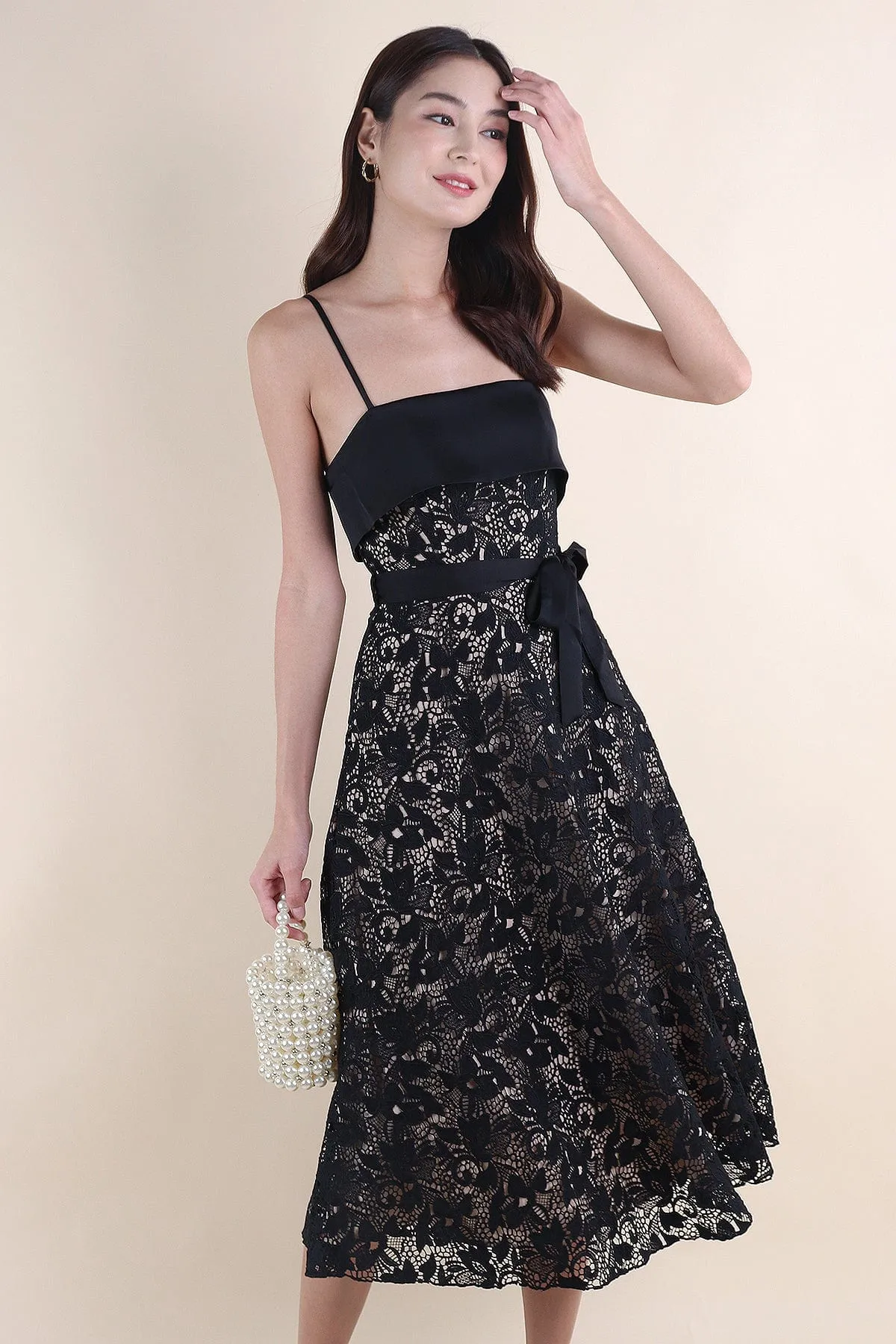 JADE CROCHET FLAP MAXI IN BLACK