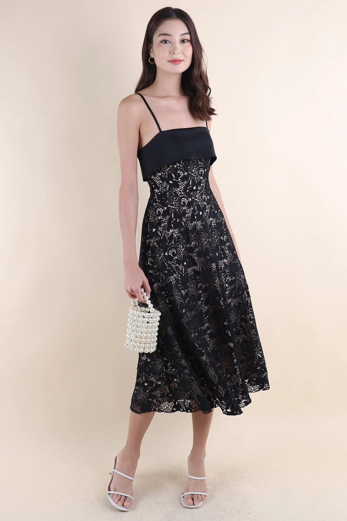 JADE CROCHET FLAP MAXI IN BLACK