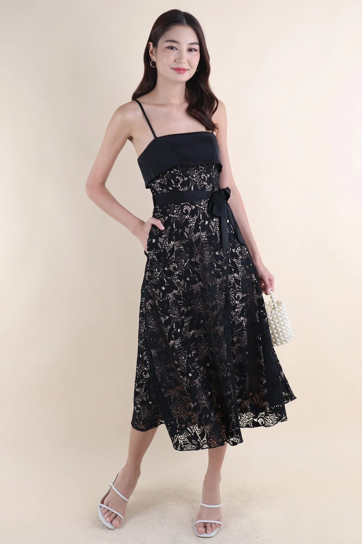 JADE CROCHET FLAP MAXI IN BLACK