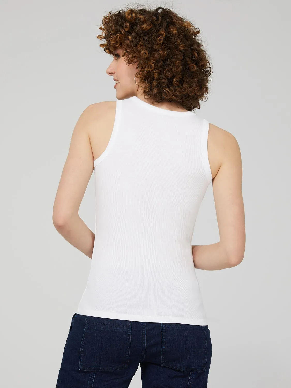 Jersey Ribbed V-Neck Tank Top