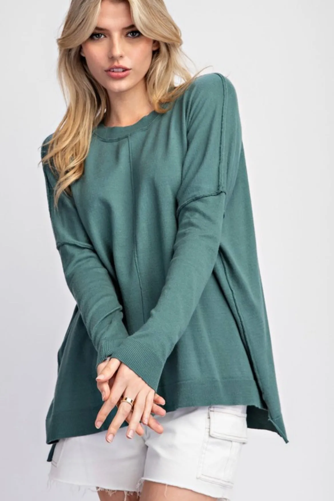 Juniper Green Seam Detail Top