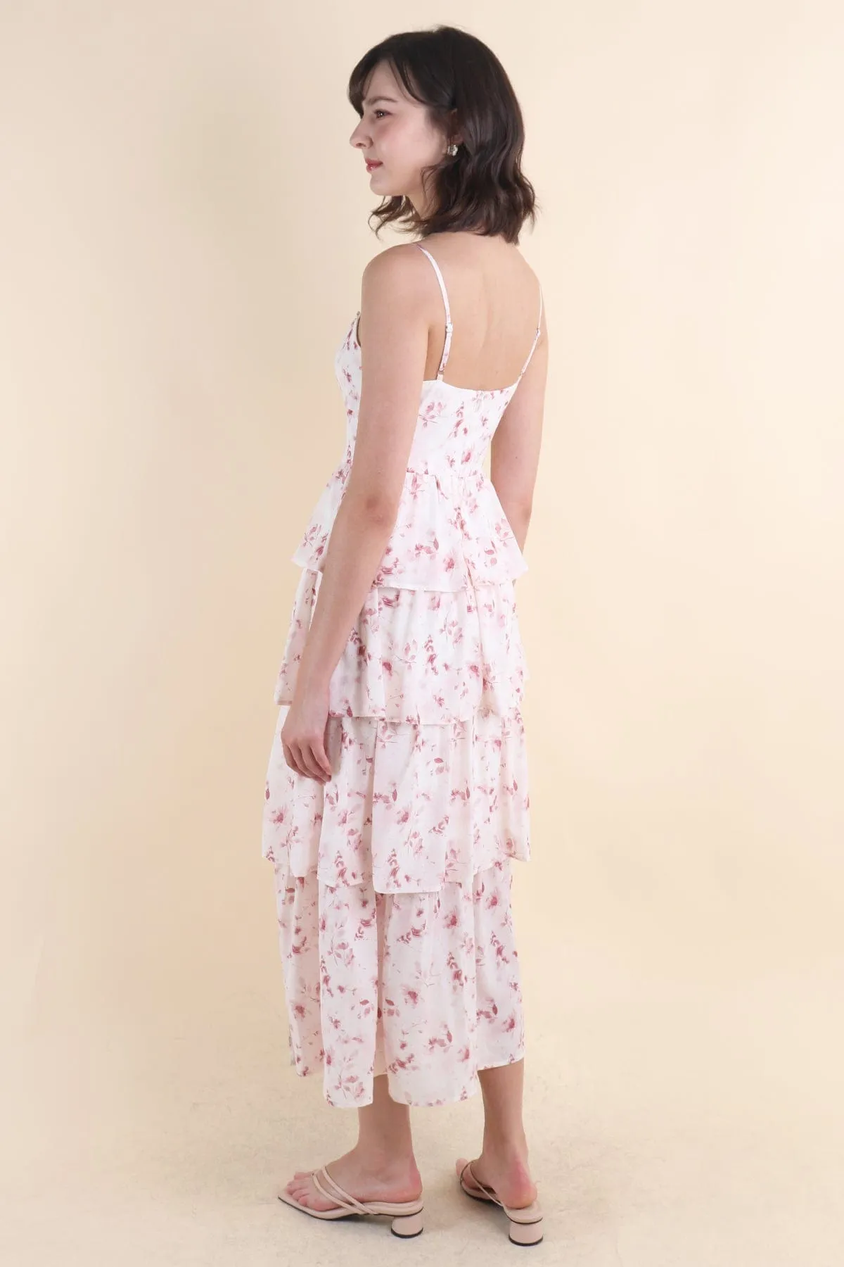 KALLIE FLORAL TIER MAXI IN PINK