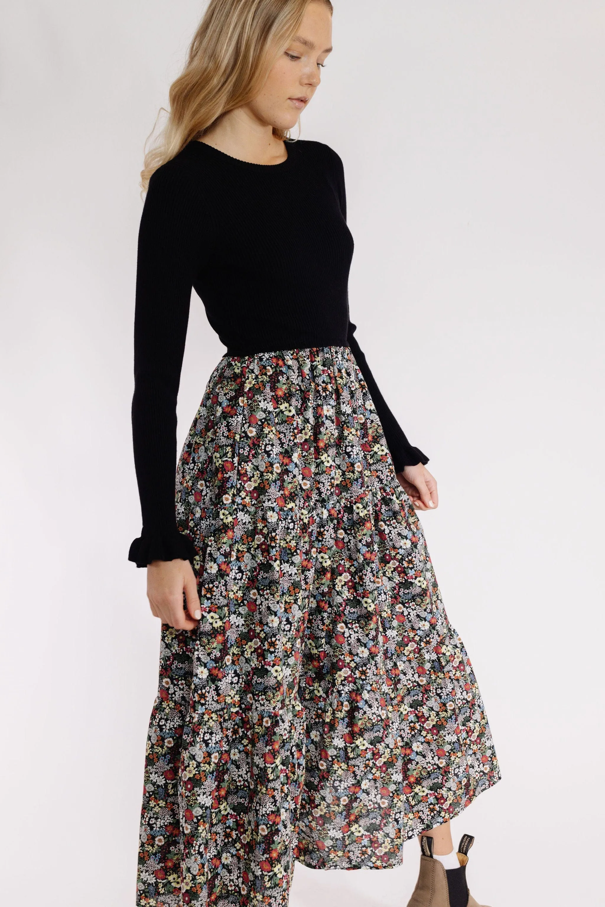 Katrina Dress in Black Floral