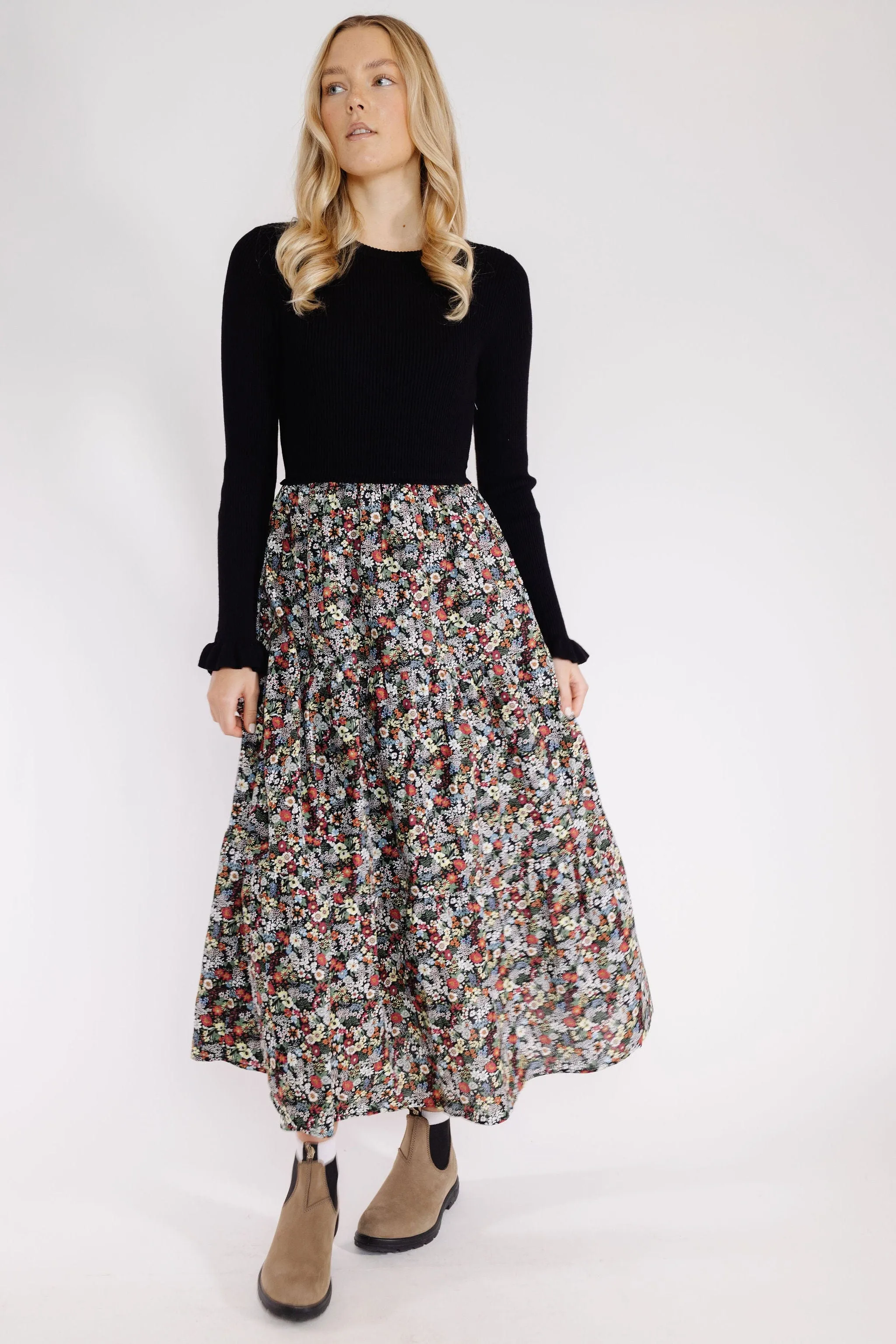 Katrina Dress in Black Floral