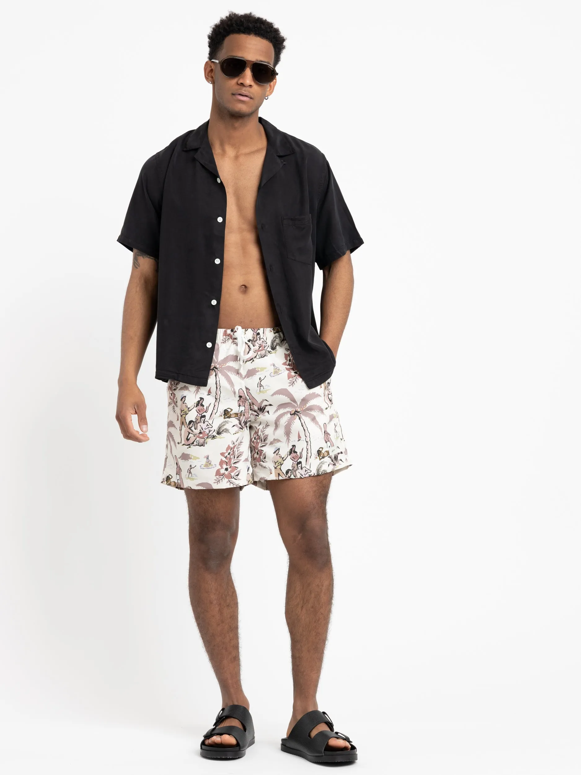 Khaki Brown Trippin Beach Swim Trunks