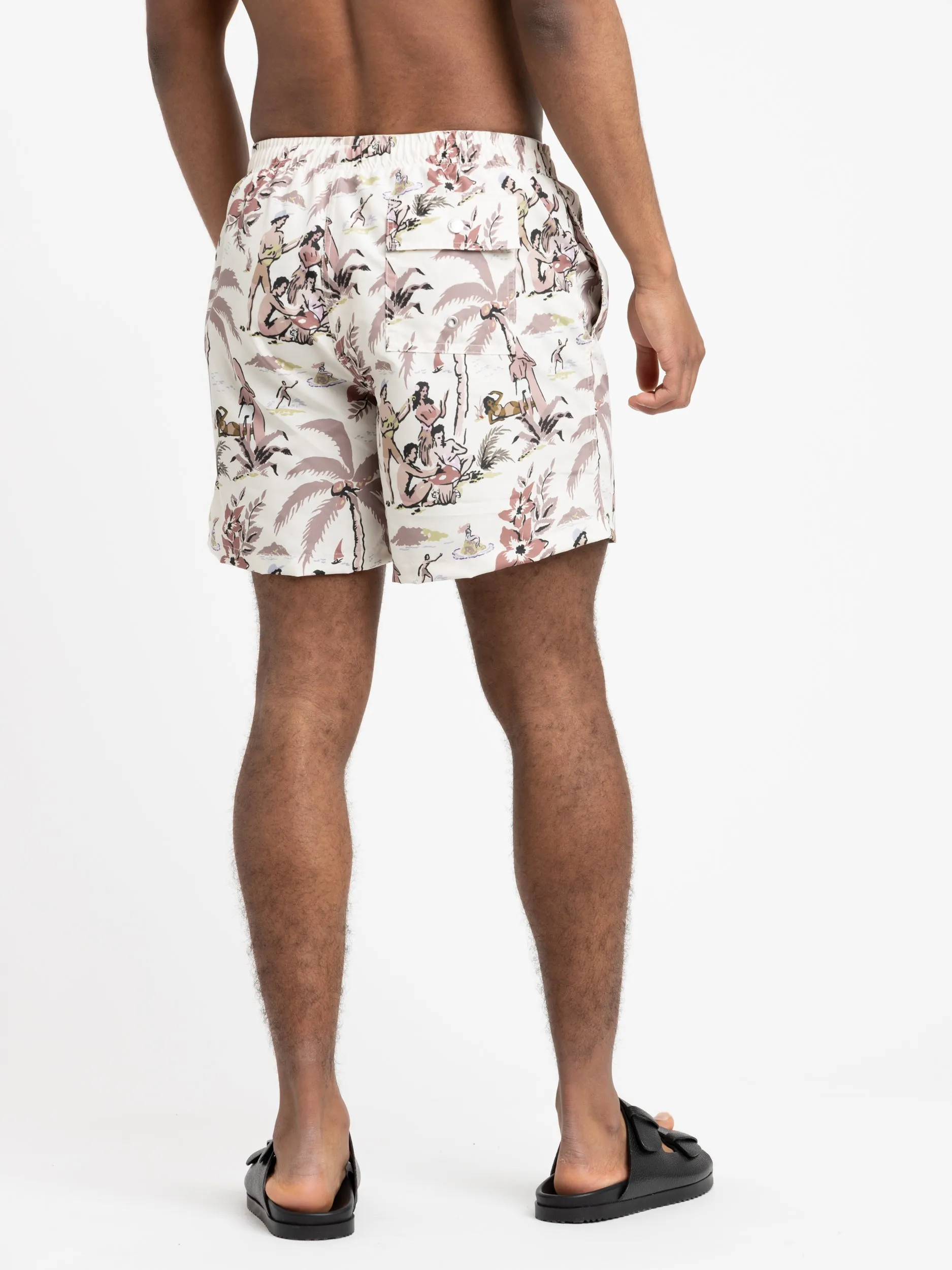 Khaki Brown Trippin Beach Swim Trunks