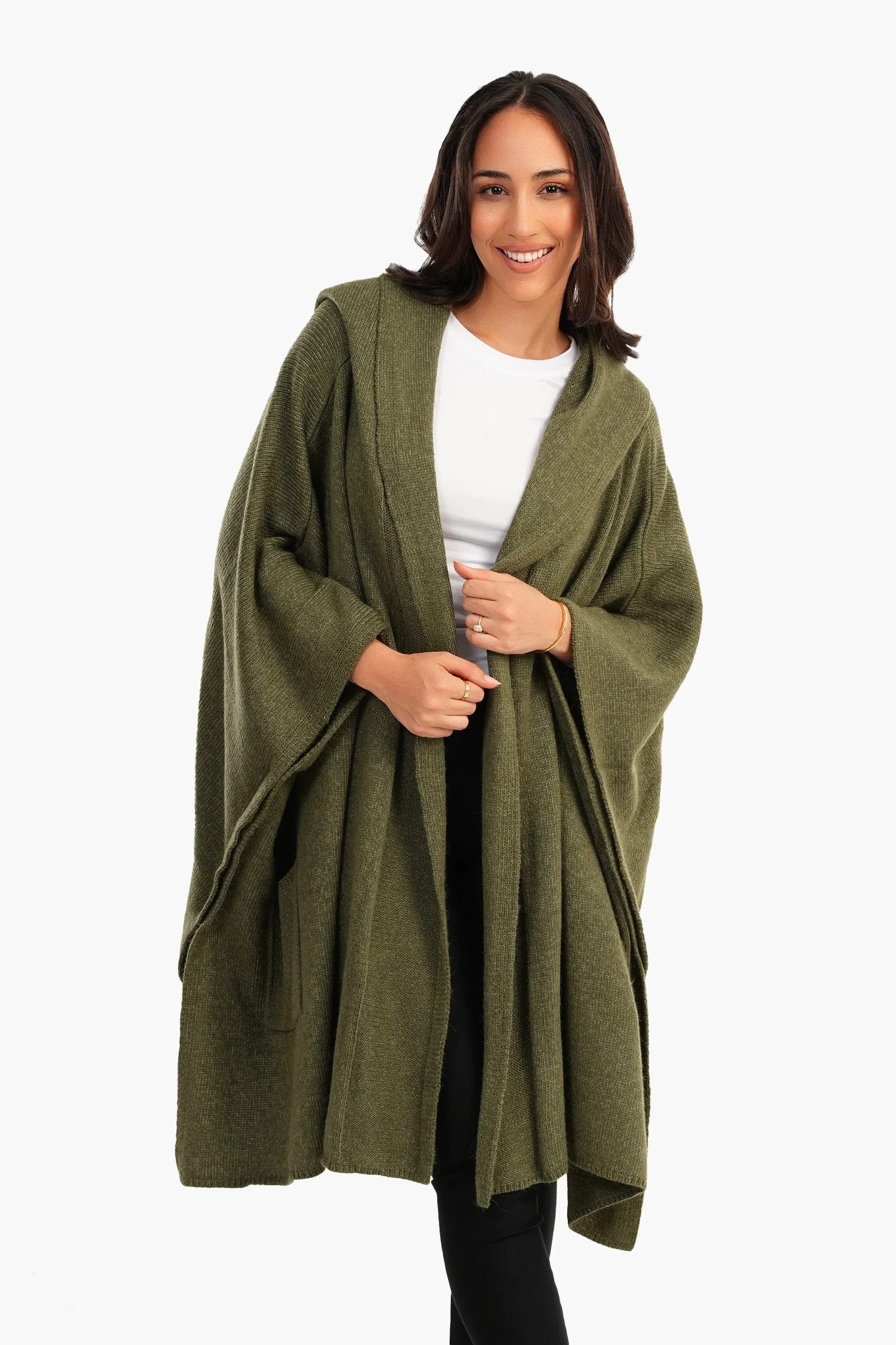 Knitted Hooded Poncho