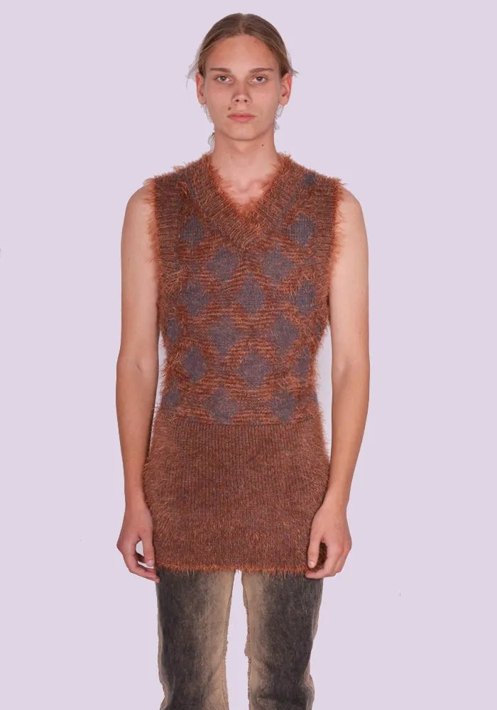 KNWLS FW23-POGOD0MELS HAIRY V-NECK SLEEVELESS DRESS MELANGE SLATE