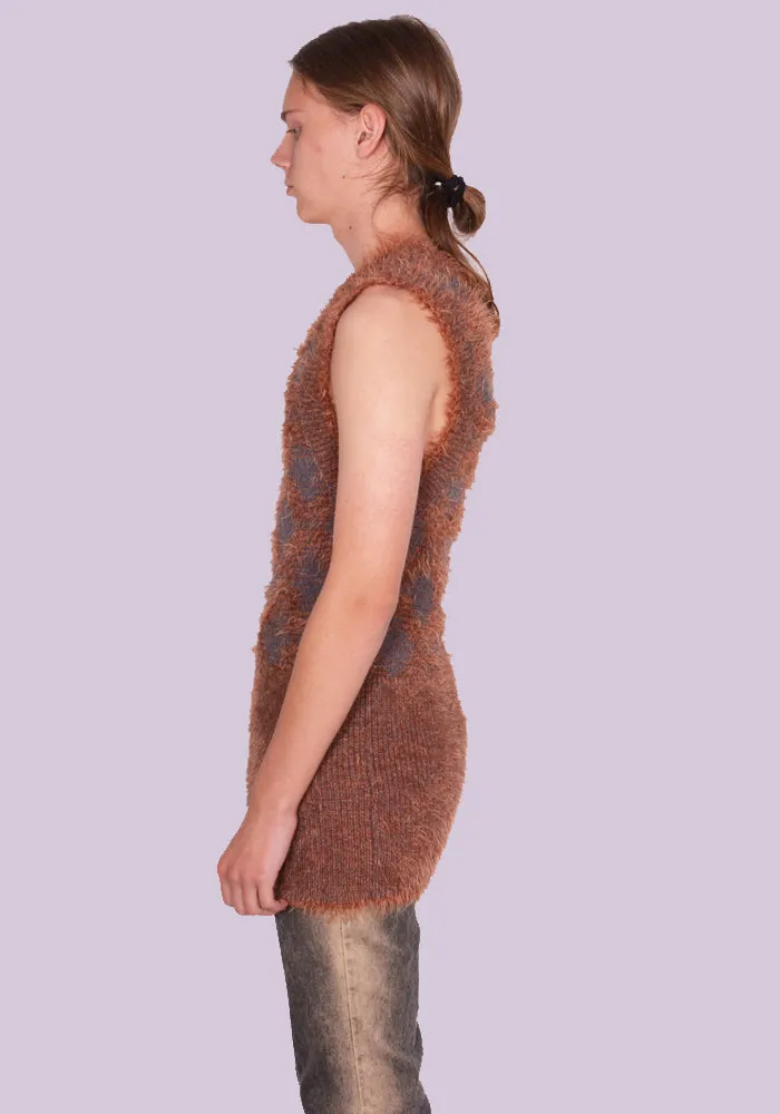 KNWLS FW23-POGOD0MELS HAIRY V-NECK SLEEVELESS DRESS MELANGE SLATE