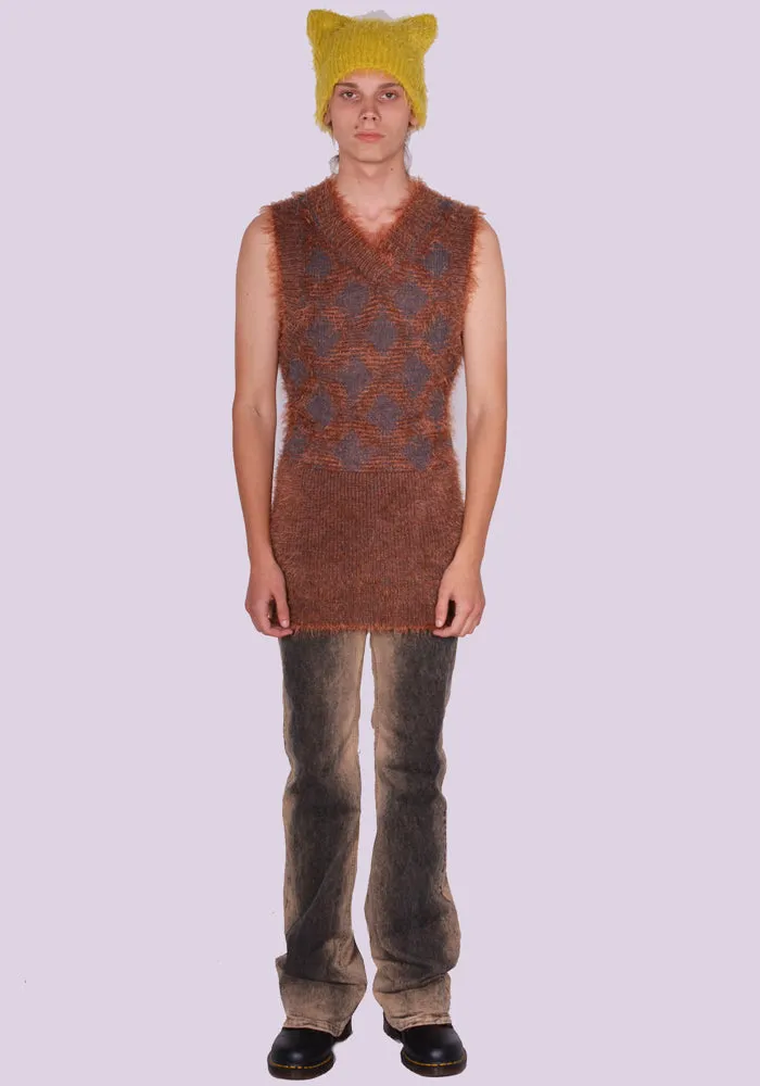 KNWLS FW23-POGOD0MELS HAIRY V-NECK SLEEVELESS DRESS MELANGE SLATE