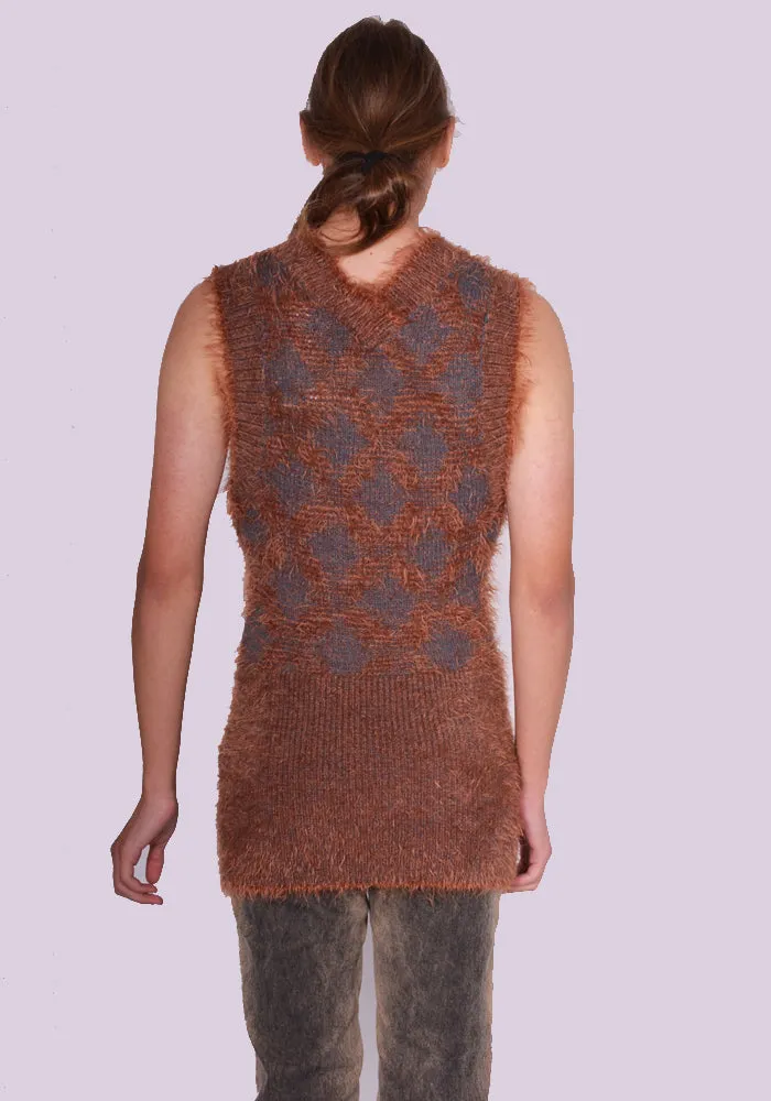 KNWLS FW23-POGOD0MELS HAIRY V-NECK SLEEVELESS DRESS MELANGE SLATE