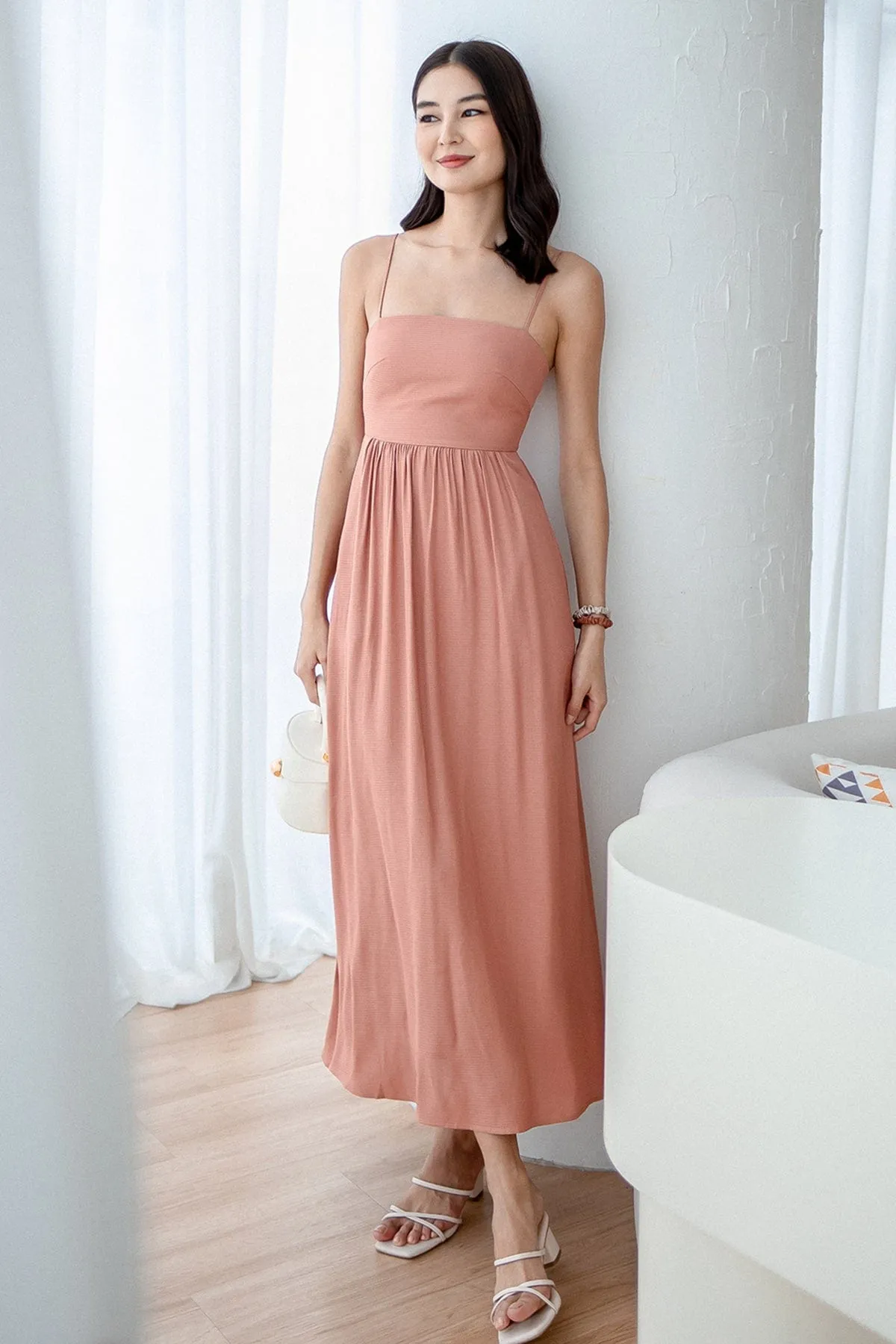 KOMMA MAXI DRESS IN RUST