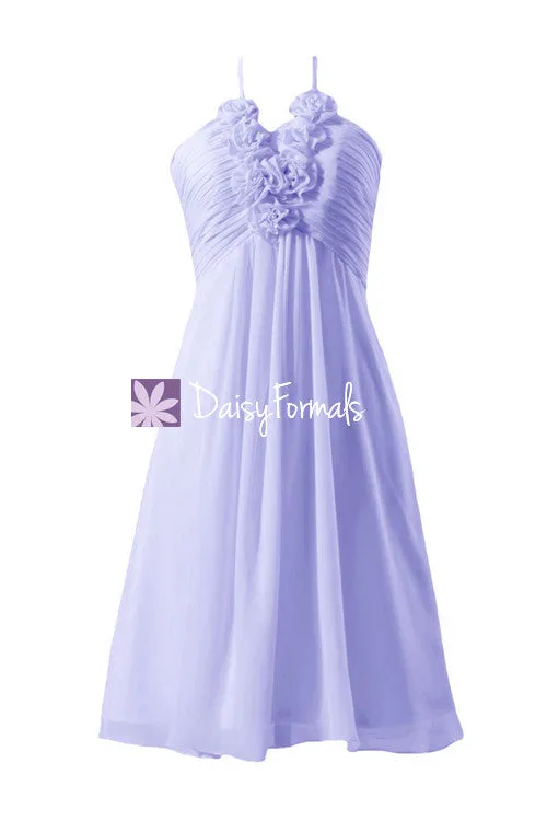 Lavender Chiffon Party Dress Knee Length Bridesmaid Dress Cocktail Dress (BM325)