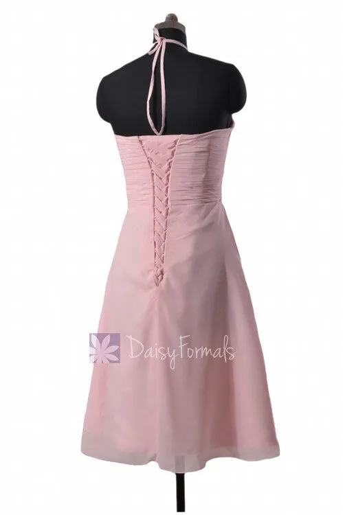 Lavender Chiffon Party Dress Knee Length Bridesmaid Dress Cocktail Dress (BM325)