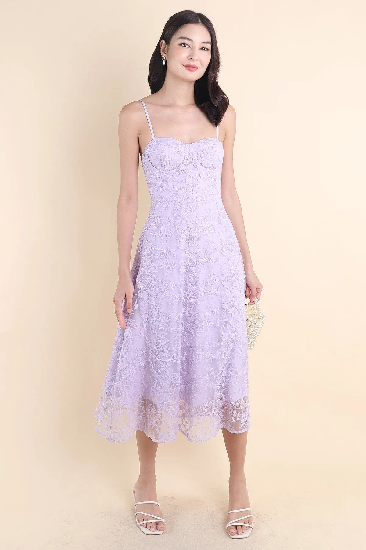 LAVIN LACE EMBOSSED MAXI IN LAVENDER