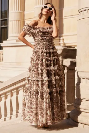 Leopard Lisette Off-Shoulder Gown