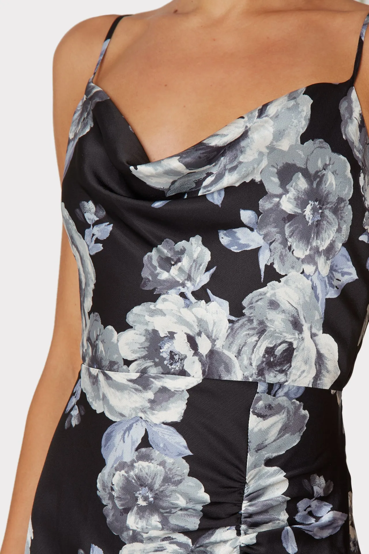 Lillianna Winter Floral Satin Dress