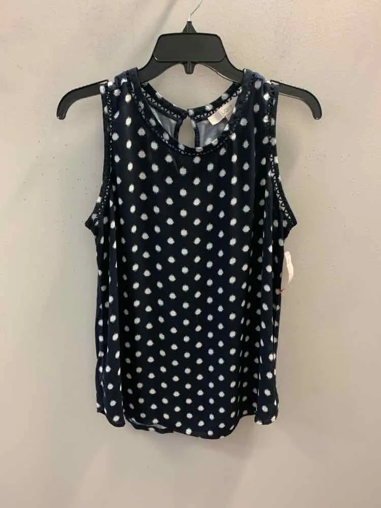 LOFT Tops Size M NAVY/WHT DOTS SLEEVELESS TOP