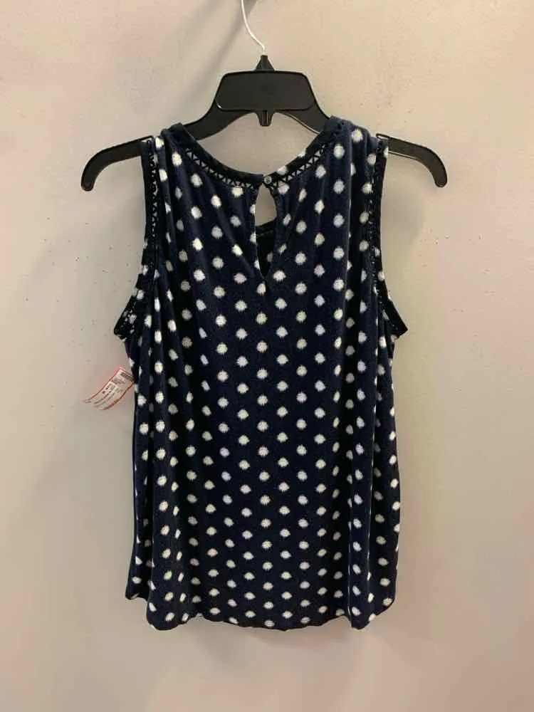 LOFT Tops Size M NAVY/WHT DOTS SLEEVELESS TOP