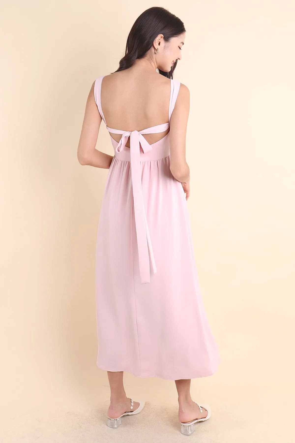 LOHAN TIE-BACK MAXI DRESS IN PINK