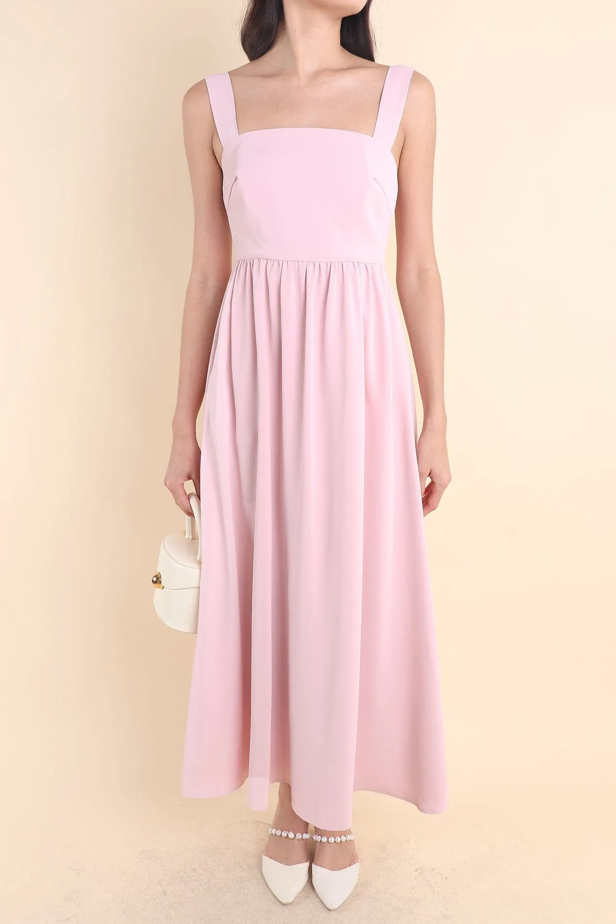 LOHAN TIE-BACK MAXI DRESS IN PINK