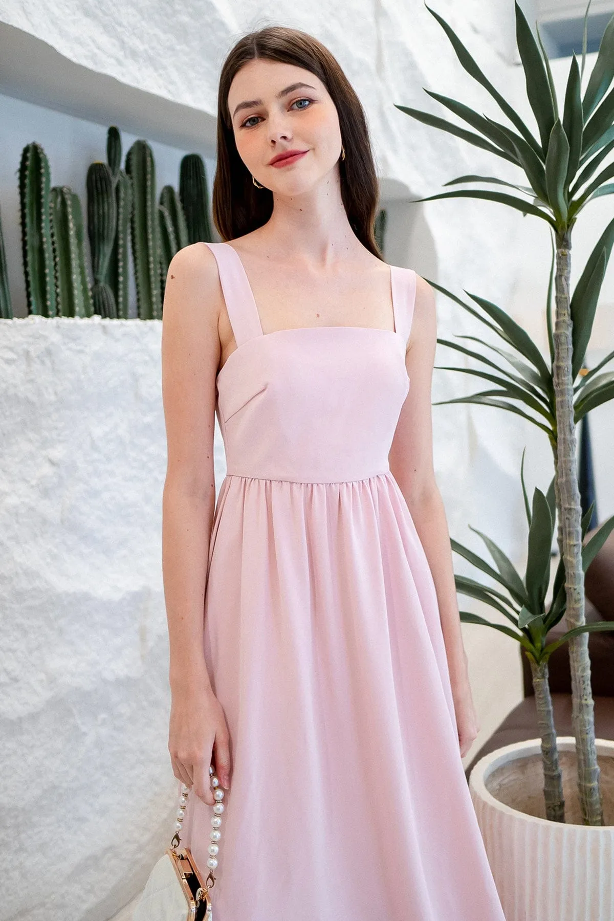 LOHAN TIE-BACK MAXI DRESS IN PINK