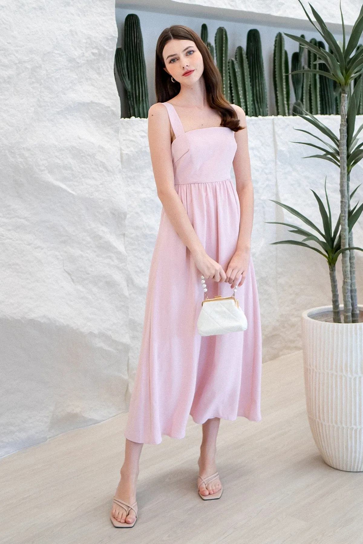 LOHAN TIE-BACK MAXI DRESS IN PINK