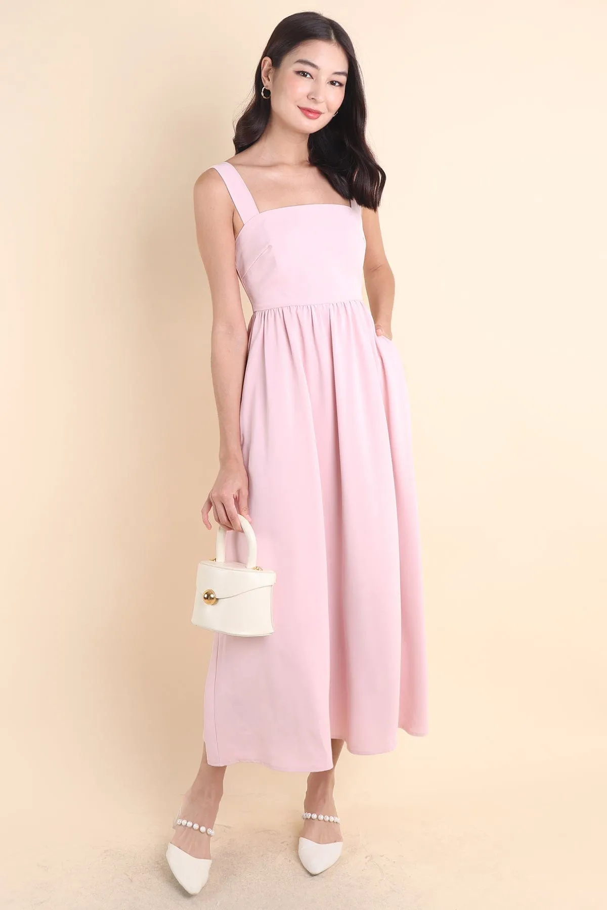 LOHAN TIE-BACK MAXI DRESS IN PINK