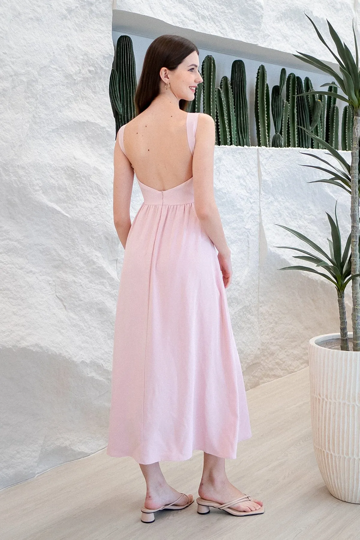 LOHAN TIE-BACK MAXI DRESS IN PINK