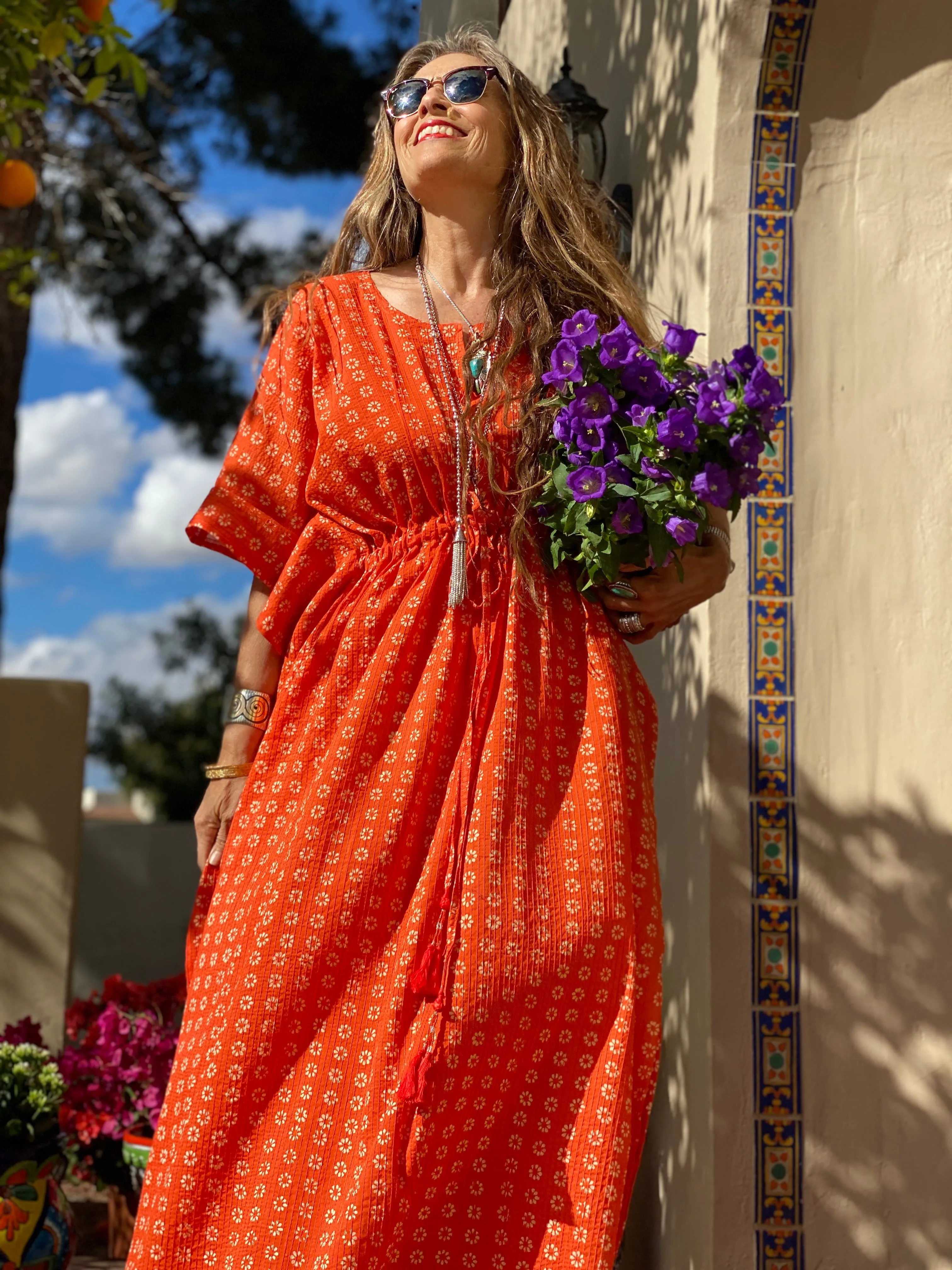 Manisha Mandarine Maxi Kaftan Dress