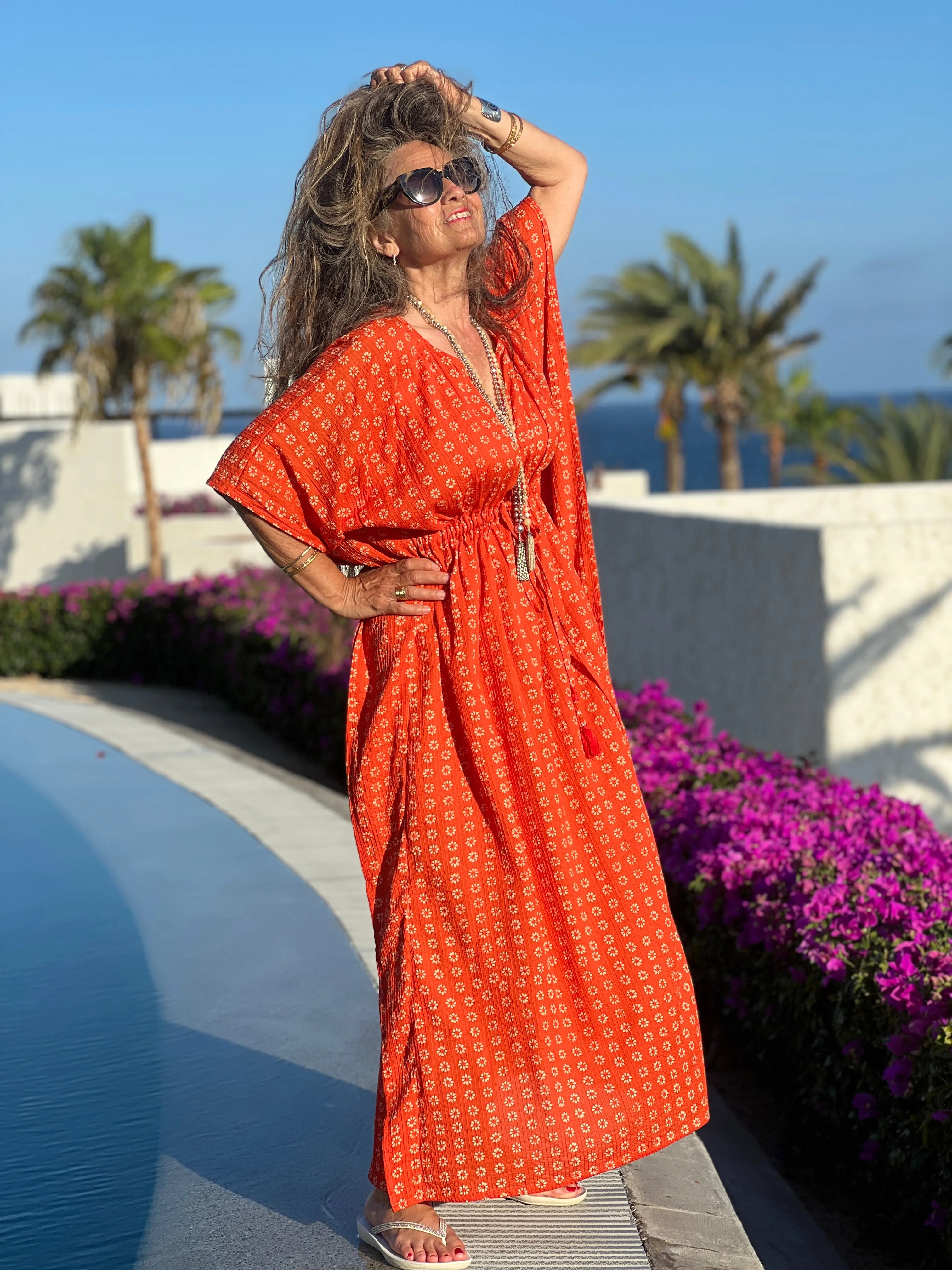 Manisha Mandarine Maxi Kaftan Dress