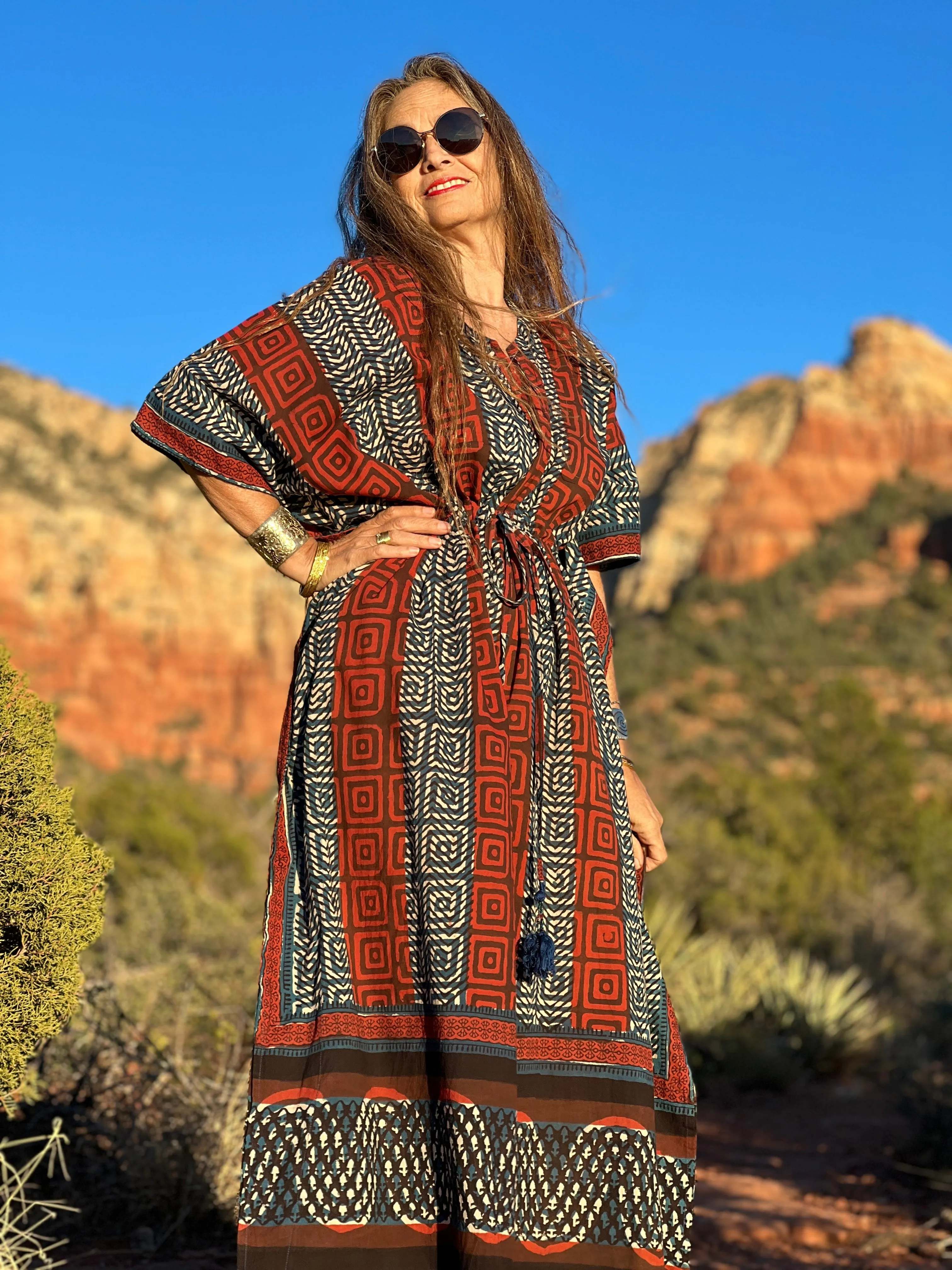 Masala Chai Maxi Kaftan Dress Natural Dyes