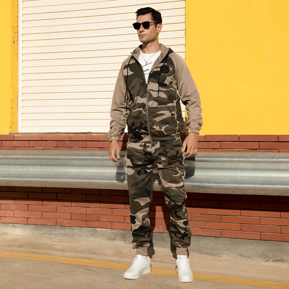 Men's Army Camouflage Hood & Trouser Set Smart Fit | TZ57