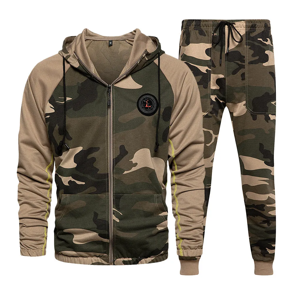 Men's Army Camouflage Hood & Trouser Set Smart Fit | TZ57