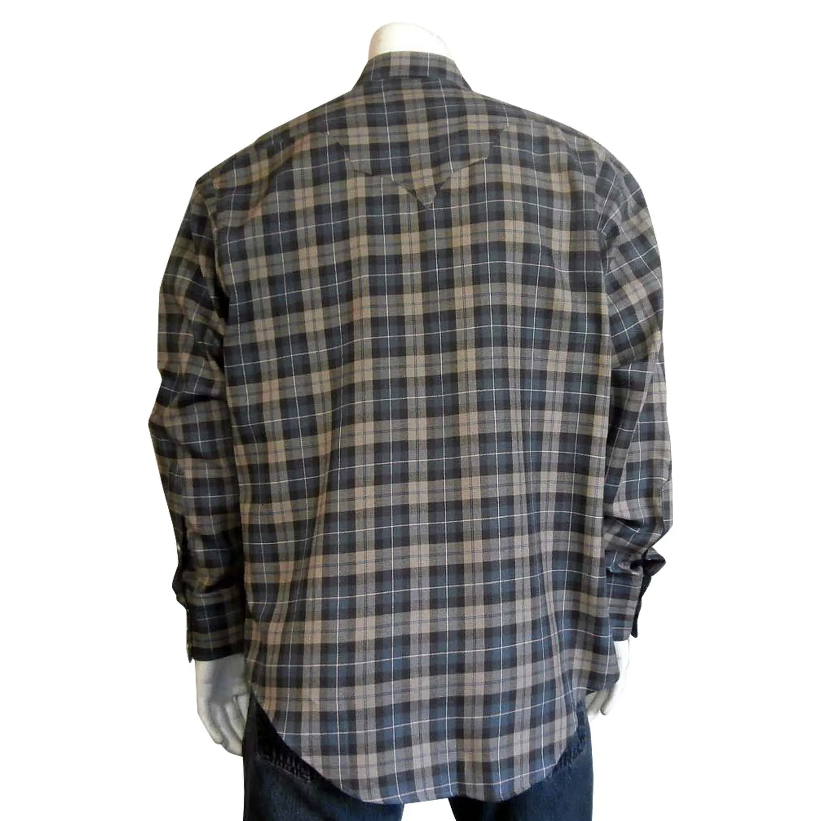 Men’s Brown & Grey Brushed Plaid Western Shirt