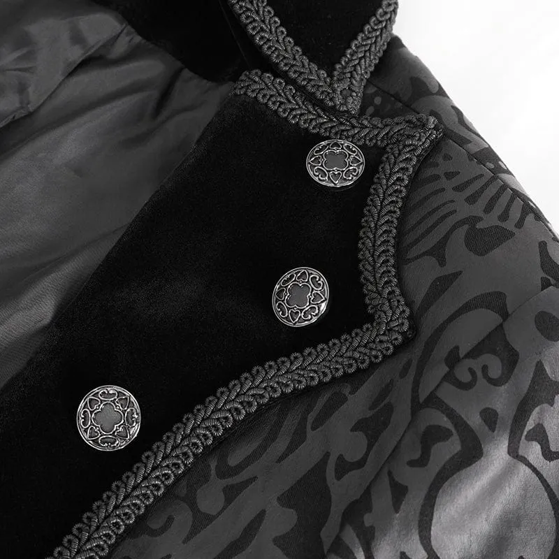 Men's Gothic Stand Collar Totem Printed Coat