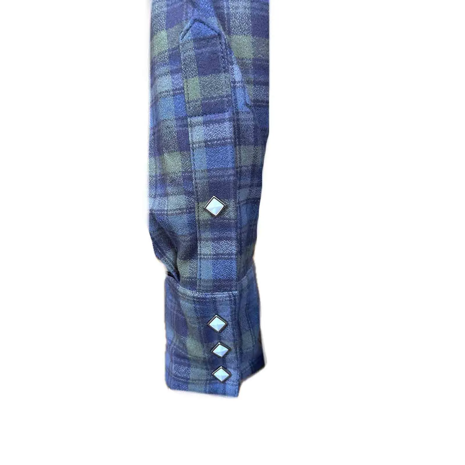 Men's Organic Plush Flannel Blue & Green Plaid Western Shirt