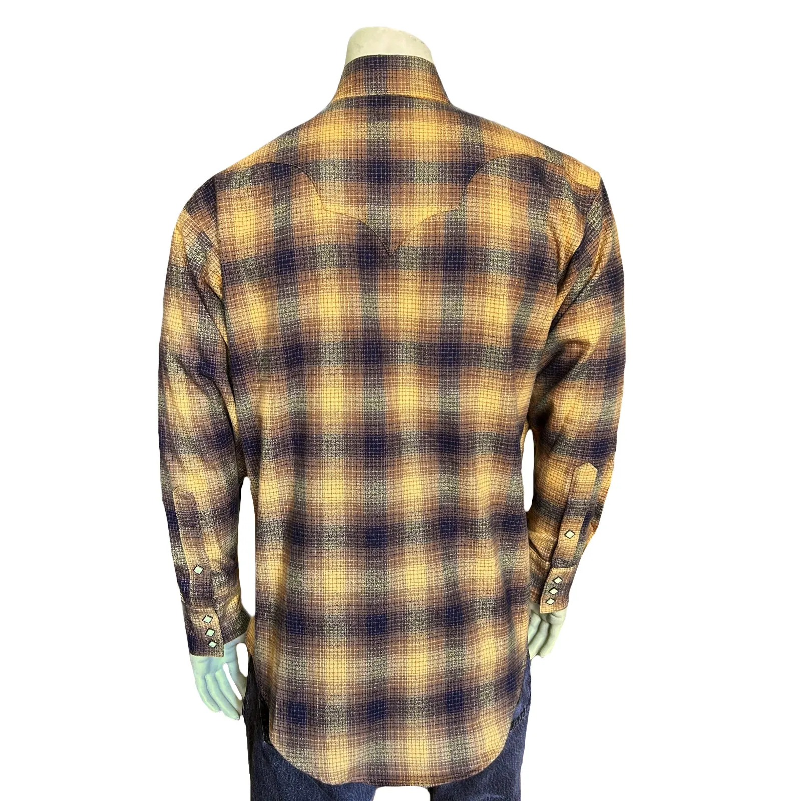 Men's Plush Flannel Beige & Black Plaid Western Shirt