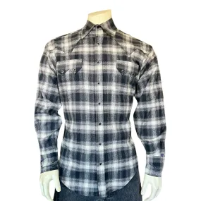 Men's Plush Flannel Black Plaid Western Shirt