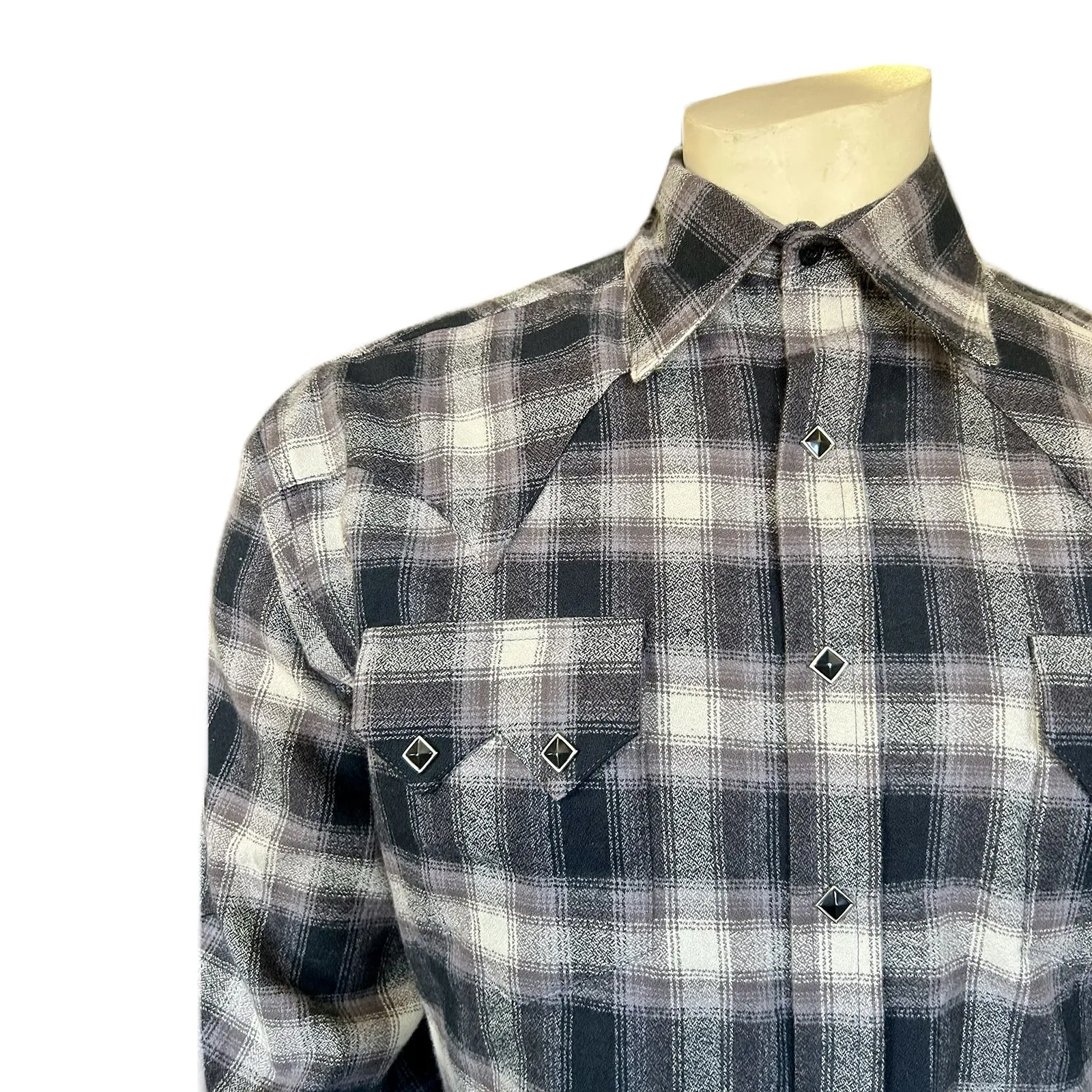 Men's Plush Flannel Black Plaid Western Shirt