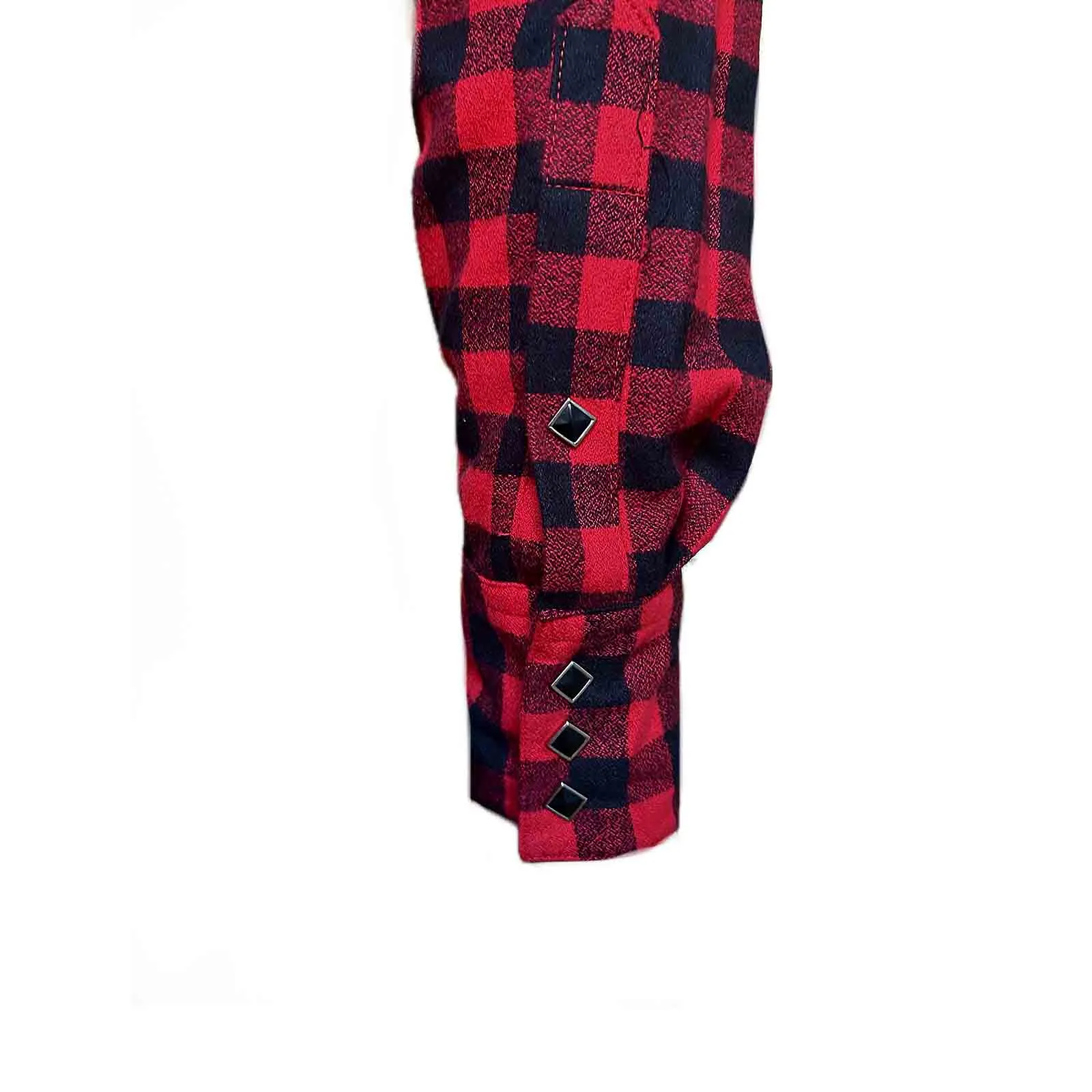 Men's Plush Flannel Red & Black Buffalo Check Western Shirt