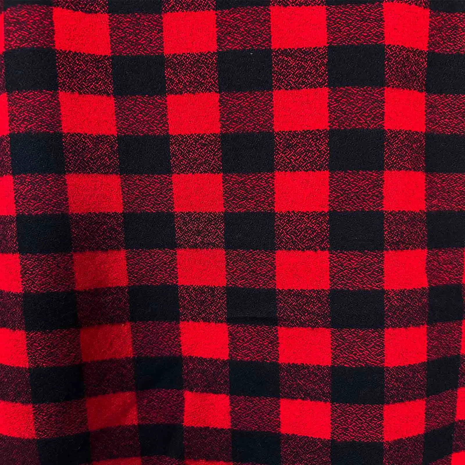 Men's Plush Flannel Red & Black Buffalo Check Western Shirt