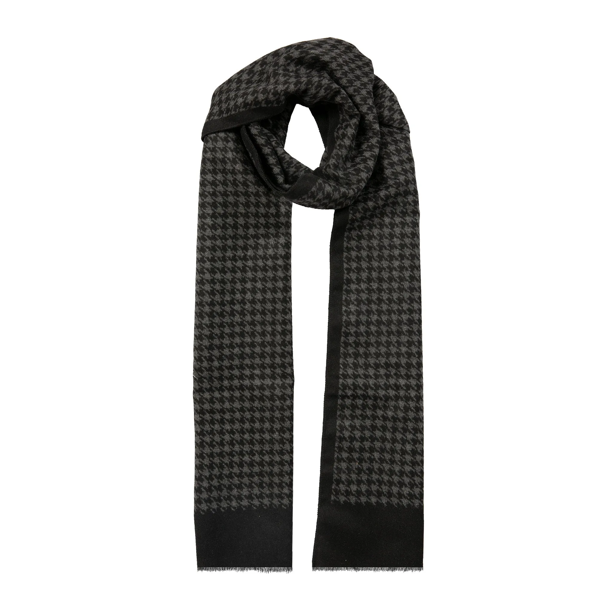 Men’s Reversible Dogtooth Scarf with Fringe Ends