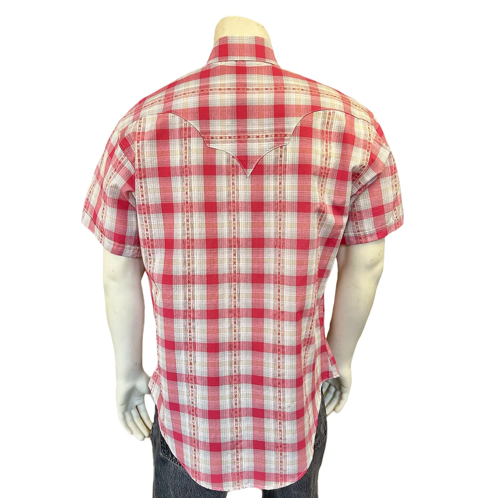 Men's Shadow Plaid Dobby Lurex Short Sleeve Western Shirt